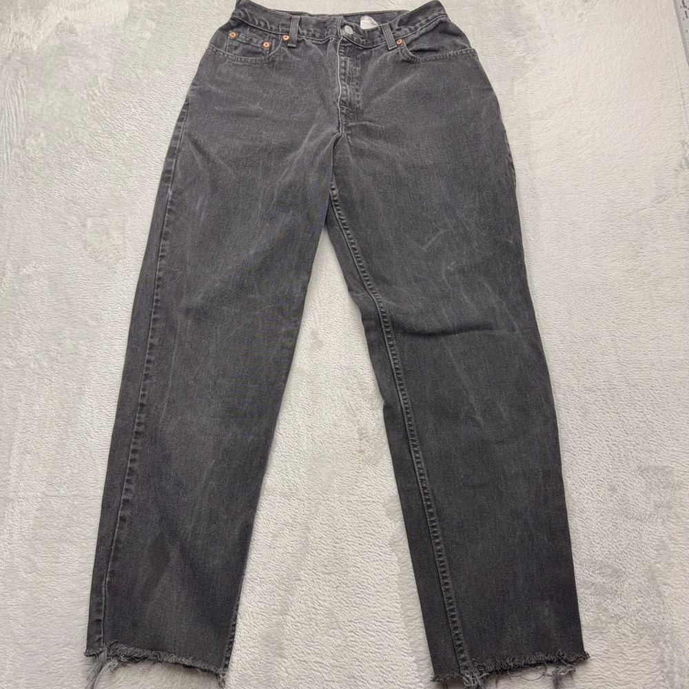 VTG Levi's Jeans Womens 12 Black 550 Relaxed Fit Raw Hem Denim Made in USA